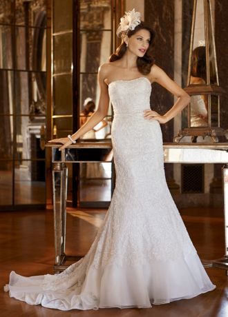 As Is Lace Over Charmeuse Trumpet Wedding Dress